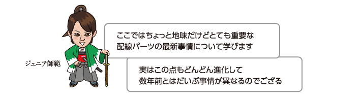 ここではちょっと地味だけどとても重要な配線パーツの最新事情について学びます