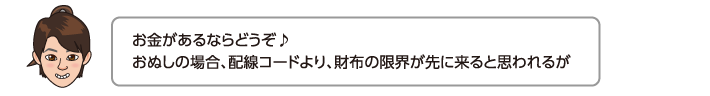 お金があるならどうぞ♪おぬしの場合、配線コードより、財布の限界が先に来ると思われるが