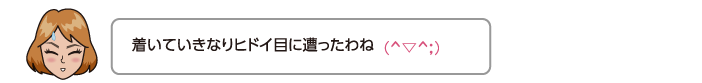 着いていきなりヒドイ目に遭ったわね