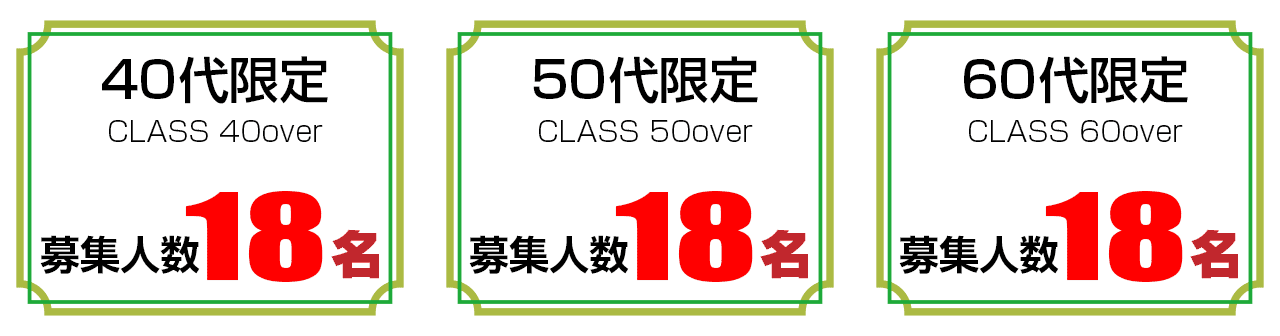 ４０代１８名、５０歳以上１８名、６０歳以上１８名