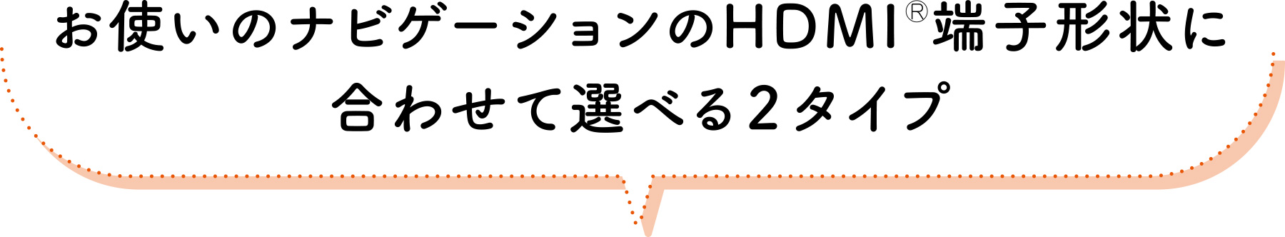 お使いのナビゲーションのHDMI端子形状に合わせて選べる2タイプ